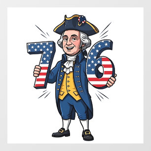 6-7 7-6 George Washington Zes Zeven Meme 67 Trend Raamsticker