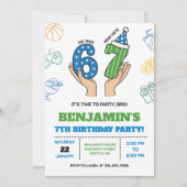 6-7 Birthday Invitation for Boys, Six Seven Meme (Devant)