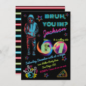 6-7 Bowling Bruh Neon Bowling Birthday Kaart (Voorkant / Achterkant)