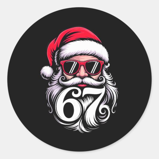 6 7 Christmas 67 Santa Six Seven  Ronde Sticker (Voorkant)