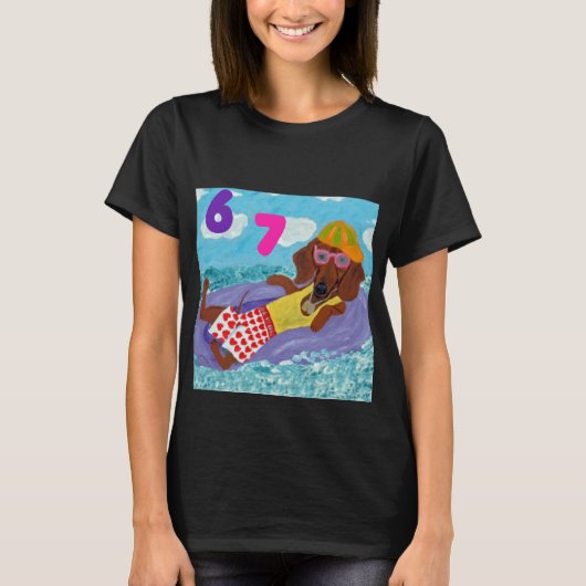 6 7 dachshund beach bum shirt (Voorkant)