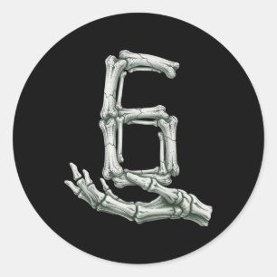 6 7 Halloween skelet Grappig 67 Meme Gen Alpha Zes Ronde Sticker