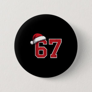 6 7 Kerstmis 67 Kerstman Zes Zeven Grappige Kerstm Ronde Button 5,7 Cm