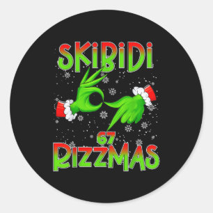 6 7 Kerstmis Skibidi Rizzmas 67 Meme Gen Alpha Sl Ronde Sticker