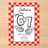 6 7 Meme Birthday Black Checkerboard Invitation (Recto)