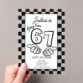 6 7 Meme Birthday Black Checkerboard Invitation (In situ (ordinateur de poche))