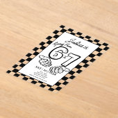 6 7 Meme Birthday Black Checkerboard Invitation (Poser)