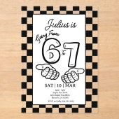 6 7 Meme Birthday Black Checkerboard Invitation (Recto)