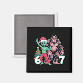 6 7 Meme Christmas Alien Sasquatch Six Seven Fun  Magneet (Voorkant / Achterkant)