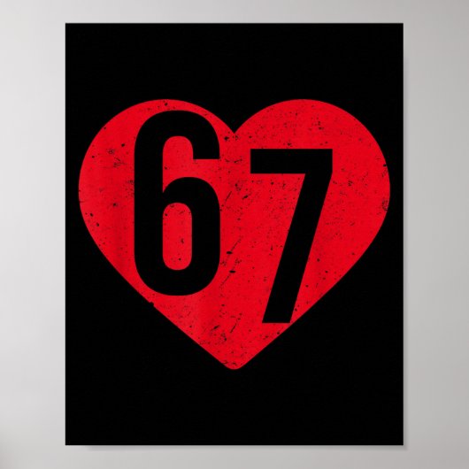 6 7 Meme Heart Gen Alpha Six Seven 67 Valentines B Poster (Voorkant)