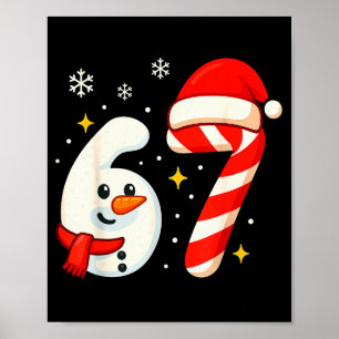 6 7 Meme Kersttrui 67 Zes Zeven Sneeuwpop Jongen Poster