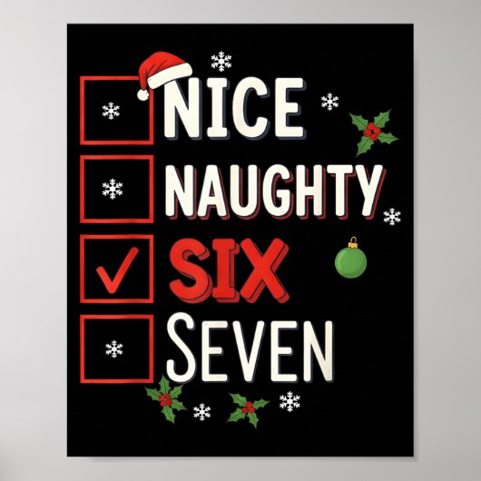 6-7 Meme Nice Naughty 67 Christmas Brain Rot Funny Poster (Voorkant)