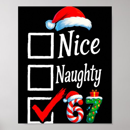 6 7 Meme Nice Naughty 67 Christmas Brain Rot Funny Poster (Voorkant)