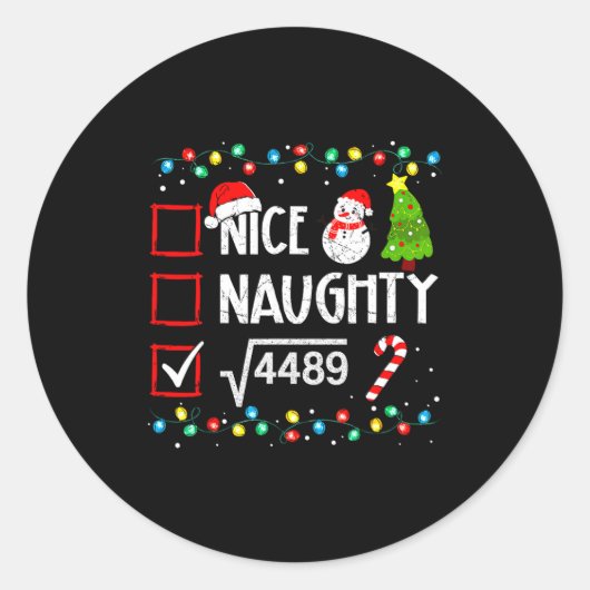 6 7 Meme Nice Naughty 67 Christmas Brain Rot Funny Ronde Sticker (Voorkant)