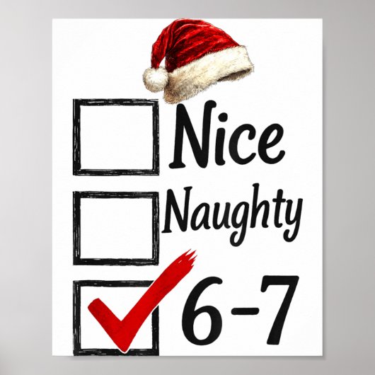 6-7 Meme Nice Naughty 67 Christmas Funny Brain Rot Poster (Voorkant)