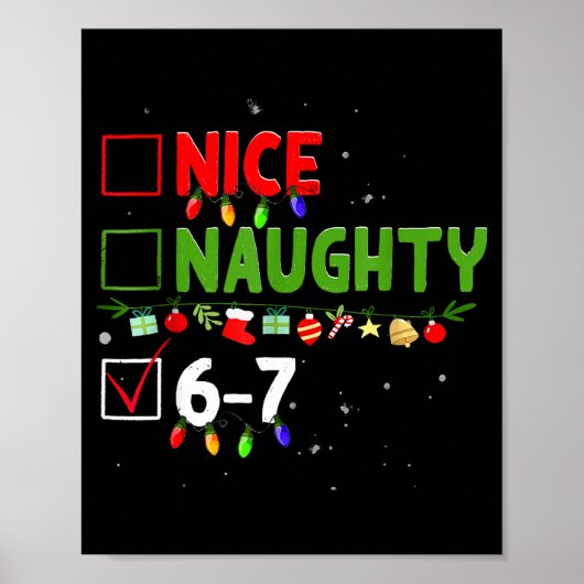 6-7 Meme Nice Naughty Six Seven 67 Funny Christmas Poster (Voorkant)