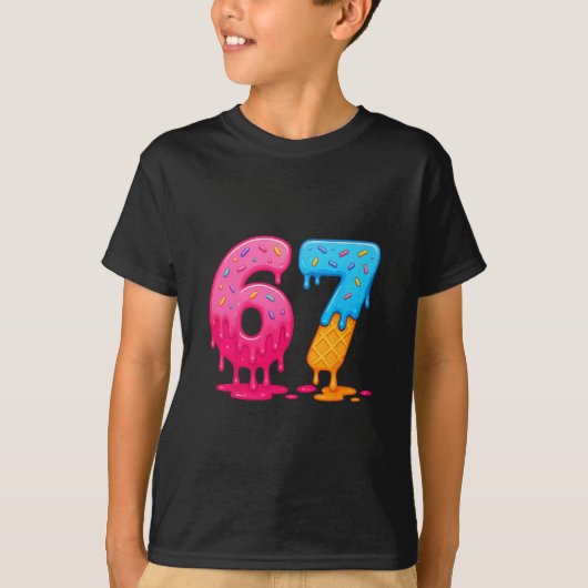 6 7 Meme Six Seven Ice Cream Drip  T-shirt (Voorkant)