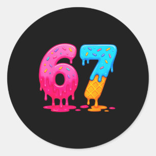 6 7 Meme Six Seven IJsdruppel Ronde Sticker
