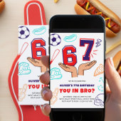 6 7 Meme Sport Red Blue Boy Birthday Invitation