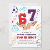 6 7 Meme Sport Red Blue Boy Birthday Invitation (Devant)
