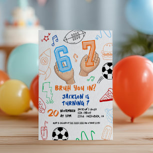 6 7 Meme Trend Zes Zeven Kinderen Verjaardag Sport Kaart