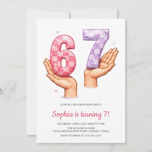 6 7 Meme Trendy Six Seven Birthday Kaart (Voorkant)