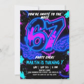 6 7 Neon Six Seven Birthday Invitation  (Devant)