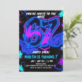 6 7 Neon Six Seven Birthday Invitation  (Debout devant)