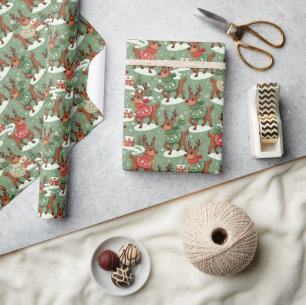 6-7 Rendier Team Kerstmis Cadeaupapier