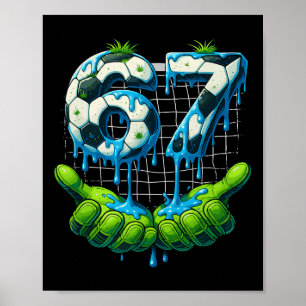 6 7 Six Seven Drup Grappige Gen Alpha Meme Voetbal Poster