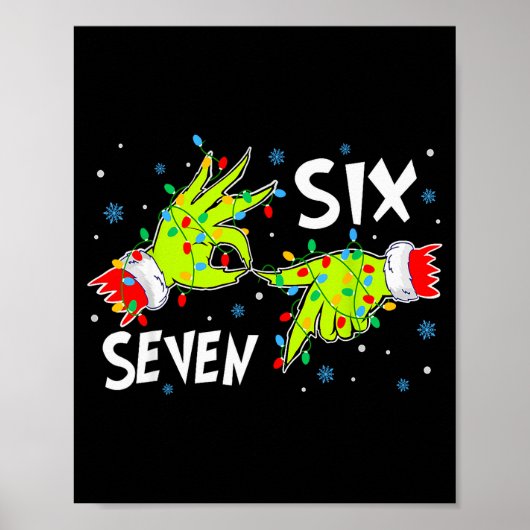 6 7 Six Seven Gen Z Alpha Meme Slang Holiday Merry Poster (Voorkant)