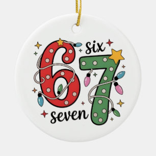6 7 Six Seven Hand Gen Z Alpha Meme Slang Kerstmis Keramisch Ornament