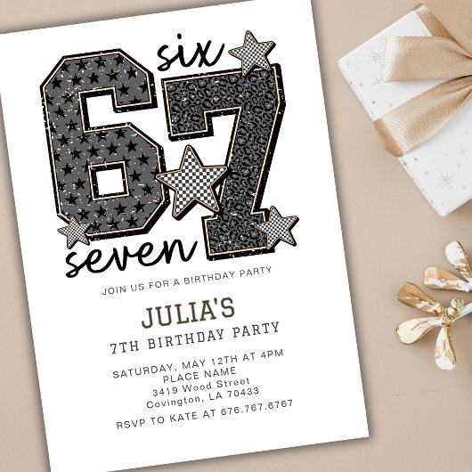 6 7 Six Seven Mème Fille Virale Invitation Anniver