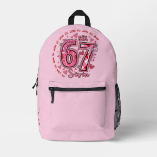 6 7 Six Seven Meme Trend Girls Pink Backpack Bedrukte Rugzak