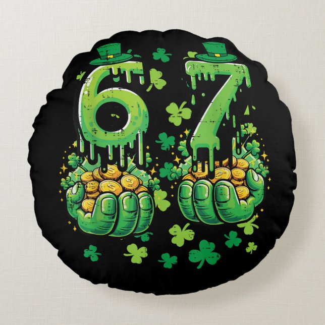 6 7 St. Patrick's Dag Rond Kussen (Voorkant)