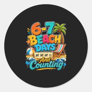 6 7 stranddagen en tellen leuk strand zomer ronde sticker