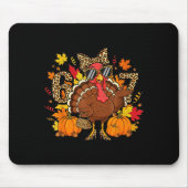 6 7 Thanksgiving Funny Leopard Bow Turkey Six Seve Muismat (Voorkant)