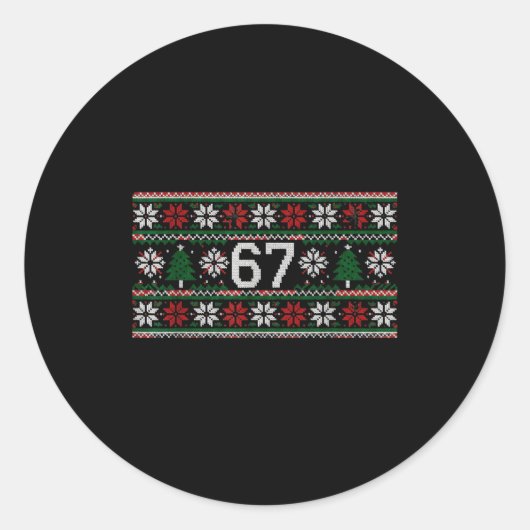 6 7 Ugly Christmas Trendy Meme Tween 67 Six Seven Ronde Sticker (Voorkant)