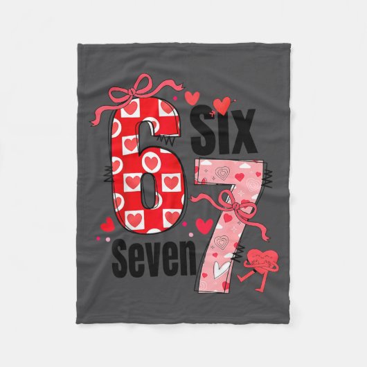 6 7 Valentine Six Seven Meme Coquette Bow Hearts  Fleece Deken (Voorkant)
