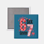 6 7 Valentine Six Seven Meme Coquette Bow Hearts  Magneet (Voorkant / Achterkant)