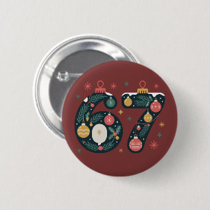 6 7 Zes Zeven Gen Z Alpha Meme Slang Kerstballen Ronde Button 5,7 Cm