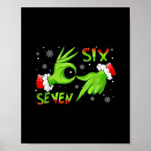 6 7 Zes Zeven Hand Gen Z Alpha Meme Slang Kerstmis Poster