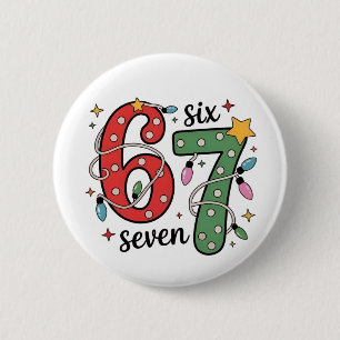 6 7 Zes Zeven Hand Gen Z Alpha Meme Slang Kerstmis Ronde Button 5,7 Cm