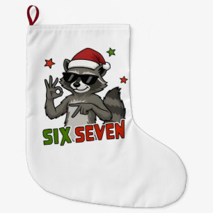  6 7 Zes Zeven Hand Gen Z Alpha Wasbeer Kerstmis Grote Kerstsok