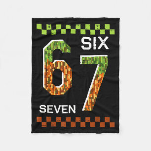 6 7 zes zeven pixel gaming grappige meme 67 jongen fleece deken