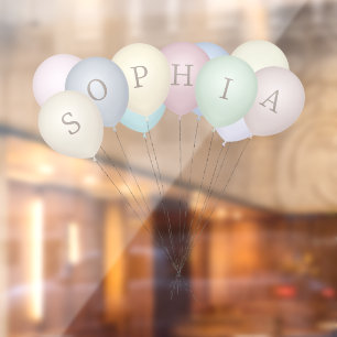 6 Aangepaste letters Pastels en Sepia-ballonnen Raamsticker