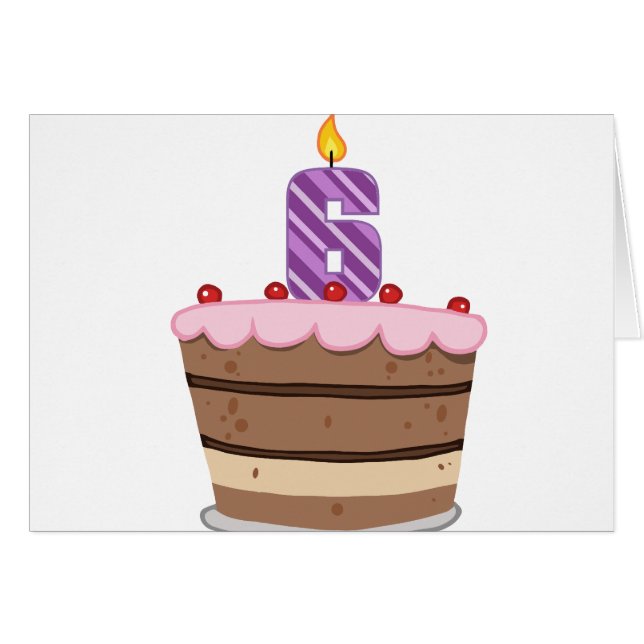 6 ans sur le gâteau d'anniversaire (Devant horizontal)