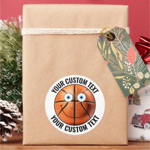 6 Basketbal Gepersonaliseerde Tekst Custom Happy F Ronde Sticker