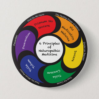6 Beginselen van de geneeskunde in naturopathie - Ronde Button 7,6 Cm