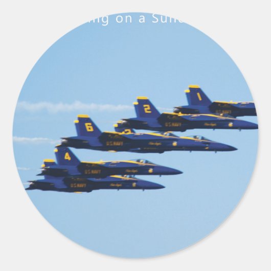  6 Blue Angels Soaring in Sky Ronde Sticker (Voorkant)